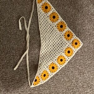 Floral Crochet Head Scarf
